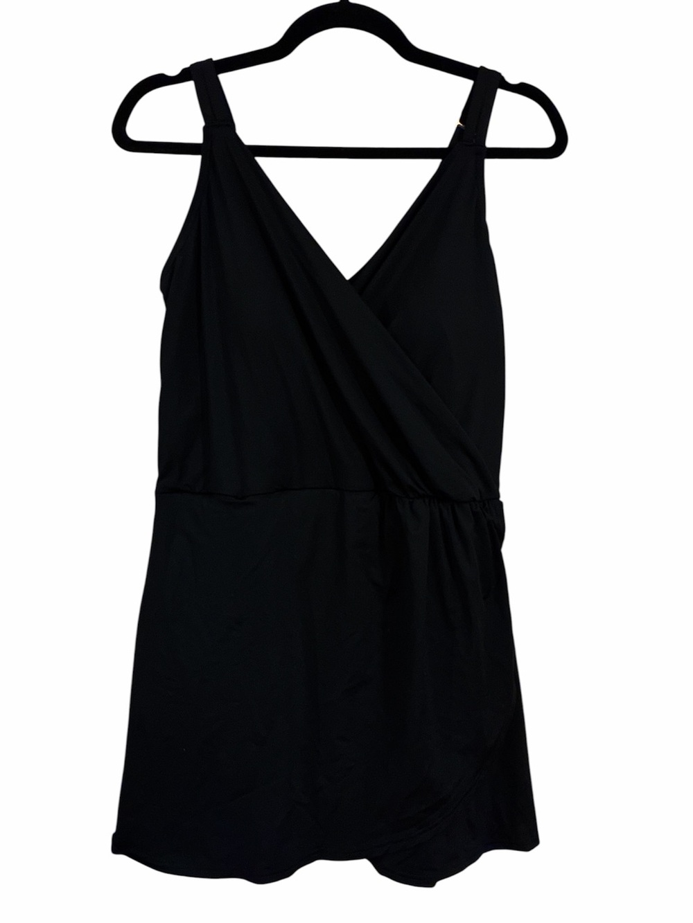Lands End one piece bathing suit dress 1X black 16/18W plus size swimwear